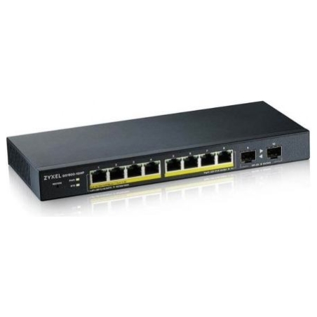 Zyxel GS1900-10HP V2, 8-PORT GBE L2 POE SMART SWITCH + 2 SFP SLOTS, 802.3AT, DESKTOP, FANLESS, 70 WATT (5Y WARRANTY)