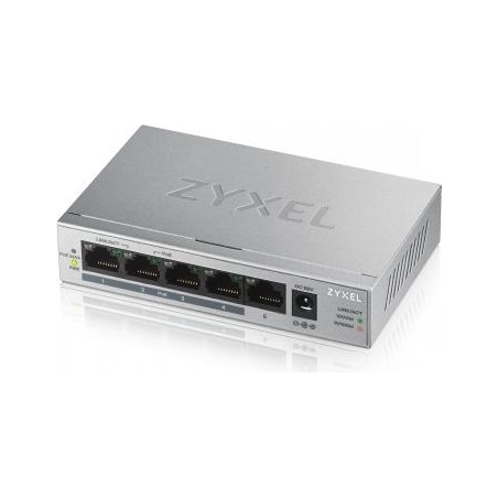Zyxel GS1005-HP, 5 PORT GIGABIT POE+ UNMANAGED DESKTOP SWITCH, 4 X POE, 60 WATT (5Y WARRANTY)
