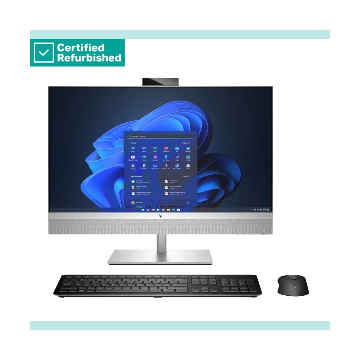 HP RENEW SILVER HP Elite 870 G9 AIO All-In-One 27 - i7-14700, 16GB, 512GB SSD, 27 FHD Non-Touch AG, Height Adjustable, FPR, Win 