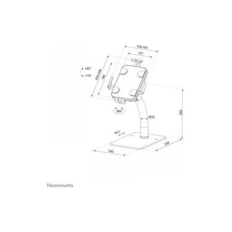 Neomounts BY NEWSTAR DS15-625BL1 TILT- & ROTATABLE COUNTERTOP TABLET HOLDER FOR 7,9-11" TABLETS - BLACK