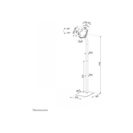 Neomounts BY NEWSTAR FL15-625BL1 TILT- AND ROTATABLE TABLET FLOOR STAND FOR 7,9-11" TABLETS - BLACK