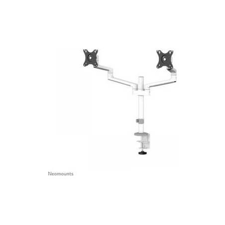 Neomounts SCREEN DESK MOUNT FOR TWO MONITORS, WHITE (CLAMP+GROMMET)