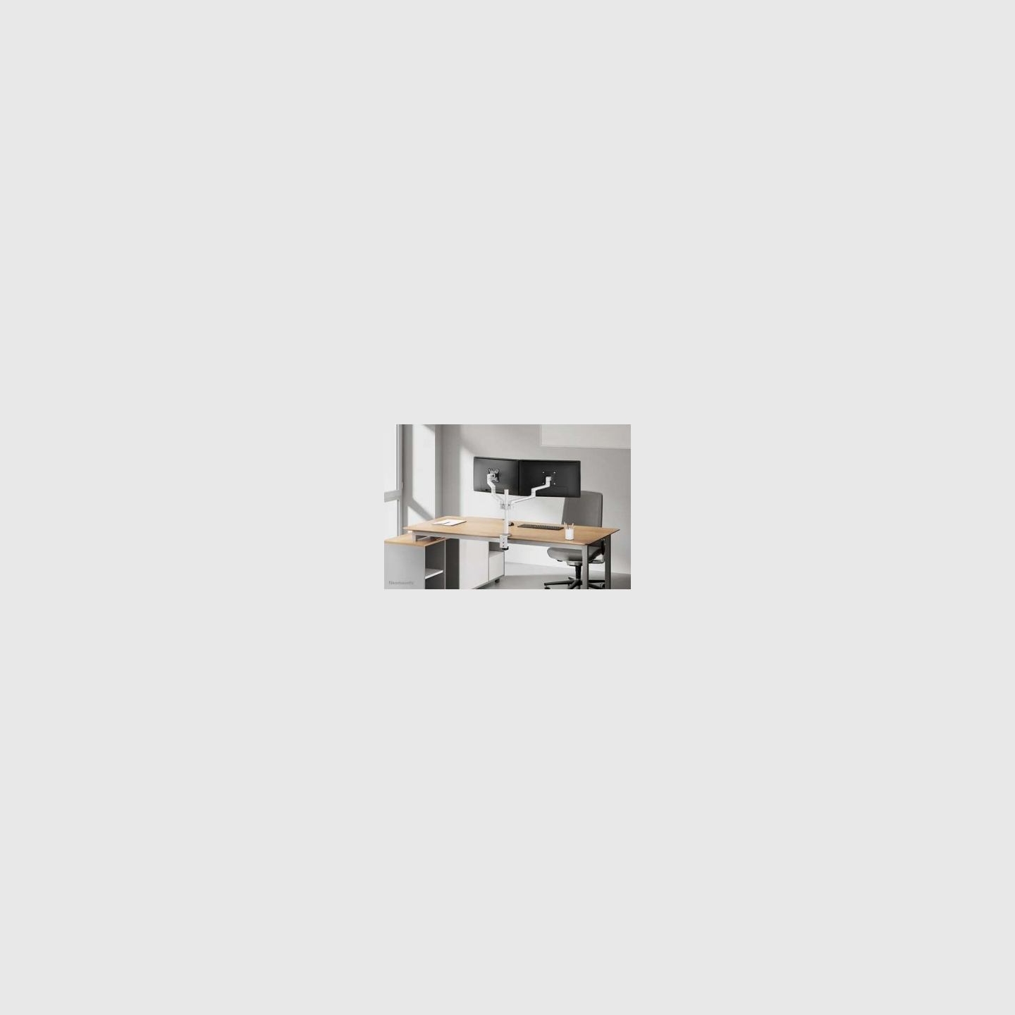 Neomounts SCREEN DESK MOUNT FOR TWO MONITORS, WHITE (CLAMP+GROMMET)