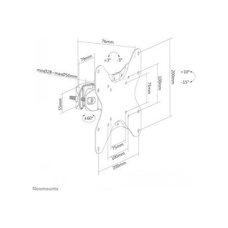 Neomounts BY NEWSTAR SCREEN POLE CLAMP/TRUSS MOUNT 1 PIVOT VESA 200X200 (POLEDIAMETER 28-50 MM)