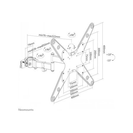 Neomounts BY NEWSTAR SCREEN POLE CLAMP/TRUSS MOUNT 3 PIVOTS VESA 400X400 (POLE DIAMETER 28-50 MM)