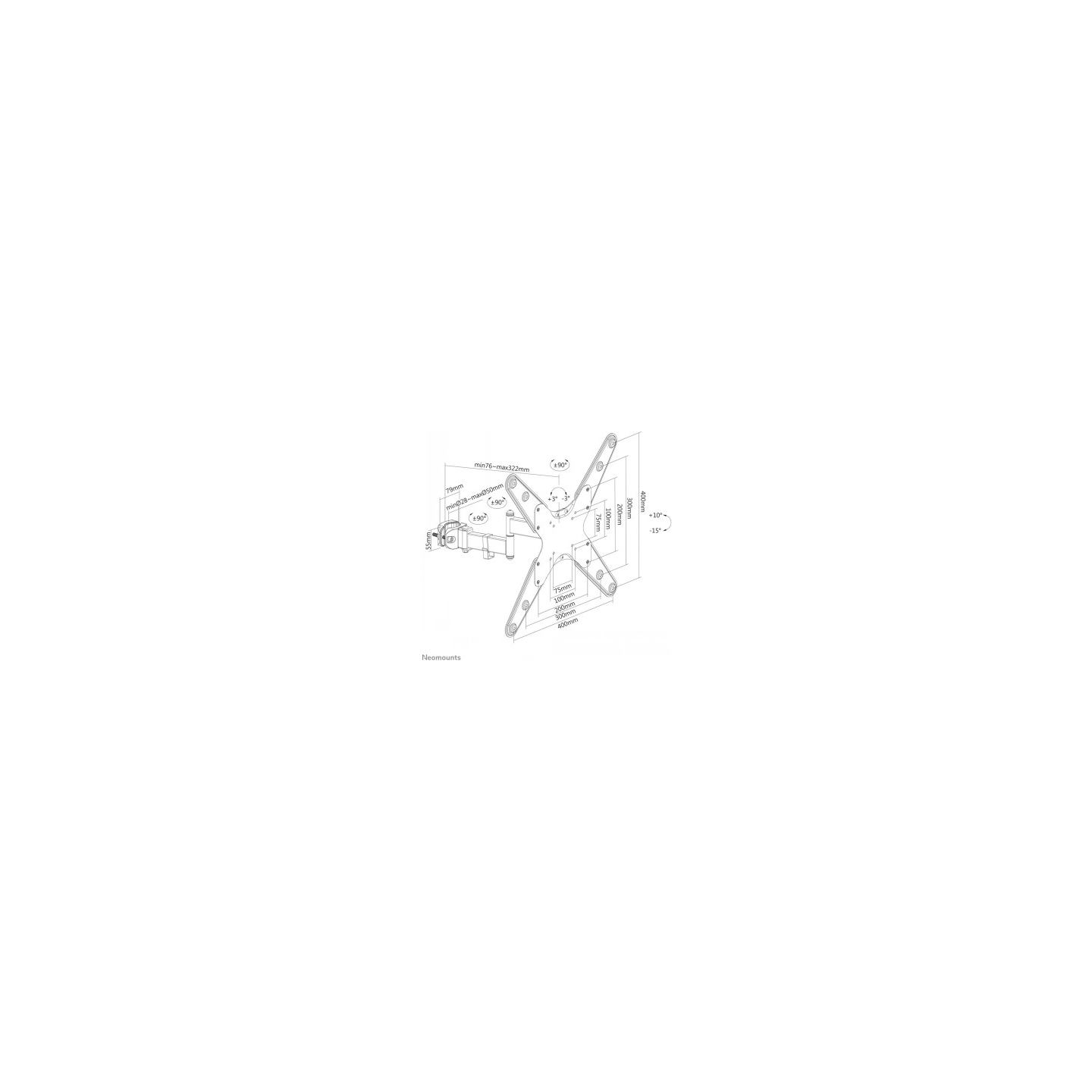 Neomounts BY NEWSTAR SCREEN POLE CLAMP/TRUSS MOUNT 3 PIVOTS VESA 400X400 (POLE DIAMETER 28-50 MM)