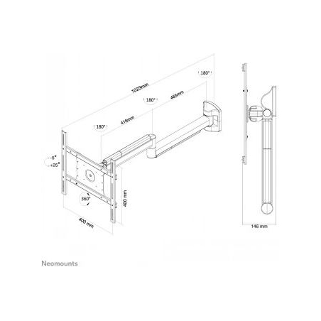 Neomounts NEWSTAR FLAT SCREEN WALL MOUNT (102 CM LONG) 10-40" WHITE