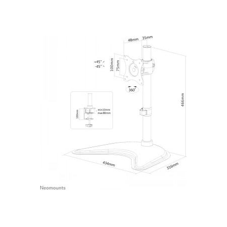 Neomounts FLAT SCREEN DESK MOUNT (10-30") DESK CLAMP/STAND/GROMMET