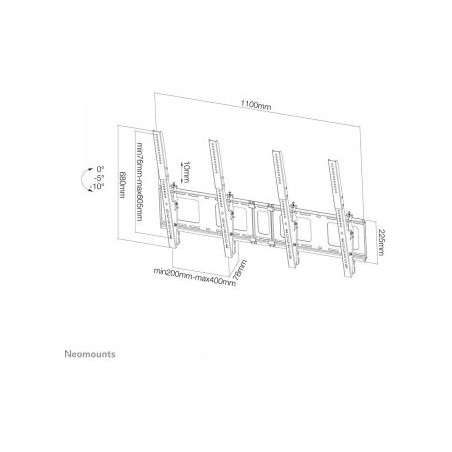 Neomounts NEWSTAR FLAT SCREEN WALL MOUNT FOR MENU BOARD - 2 SCREENS - PORTRAIT 40-50" BLACK