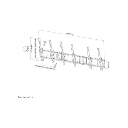 Neomounts NEWSTAR FLAT SCREEN WALL MOUNT FOR MENU BOARD - 3 SCREENS - PORTRAIT 45-50" BLACK