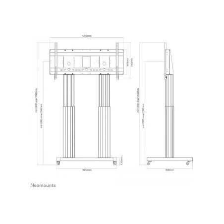 Neomounts NEWSTAR MOTORISED MOBILE FLOOR STAND - VESA 300X200 UP TO 1200X600 70-120" SILVER