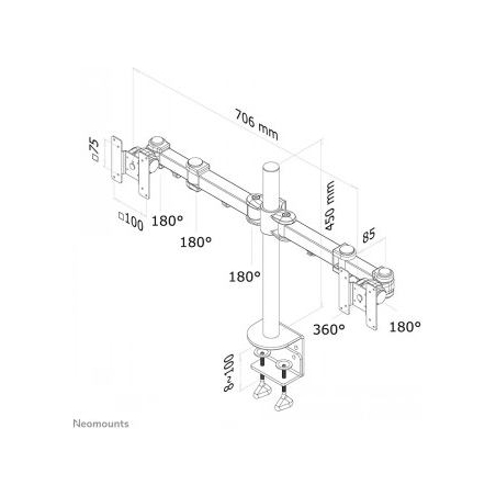 Neomounts NEWSTAR FLAT SCREEN DESK MOUNT (CLAMP) 10-27" BLACK
