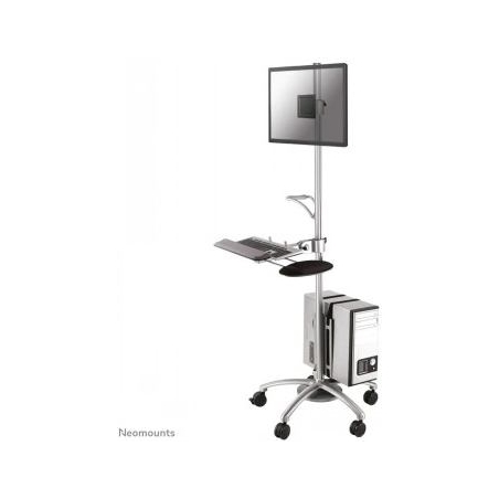 Neomounts NEWSTAR MOBILE WORKPLACE FLOOR STAND (MONITOR, KEYBOARD/MOUSE & PC) 10-27" SILVER
