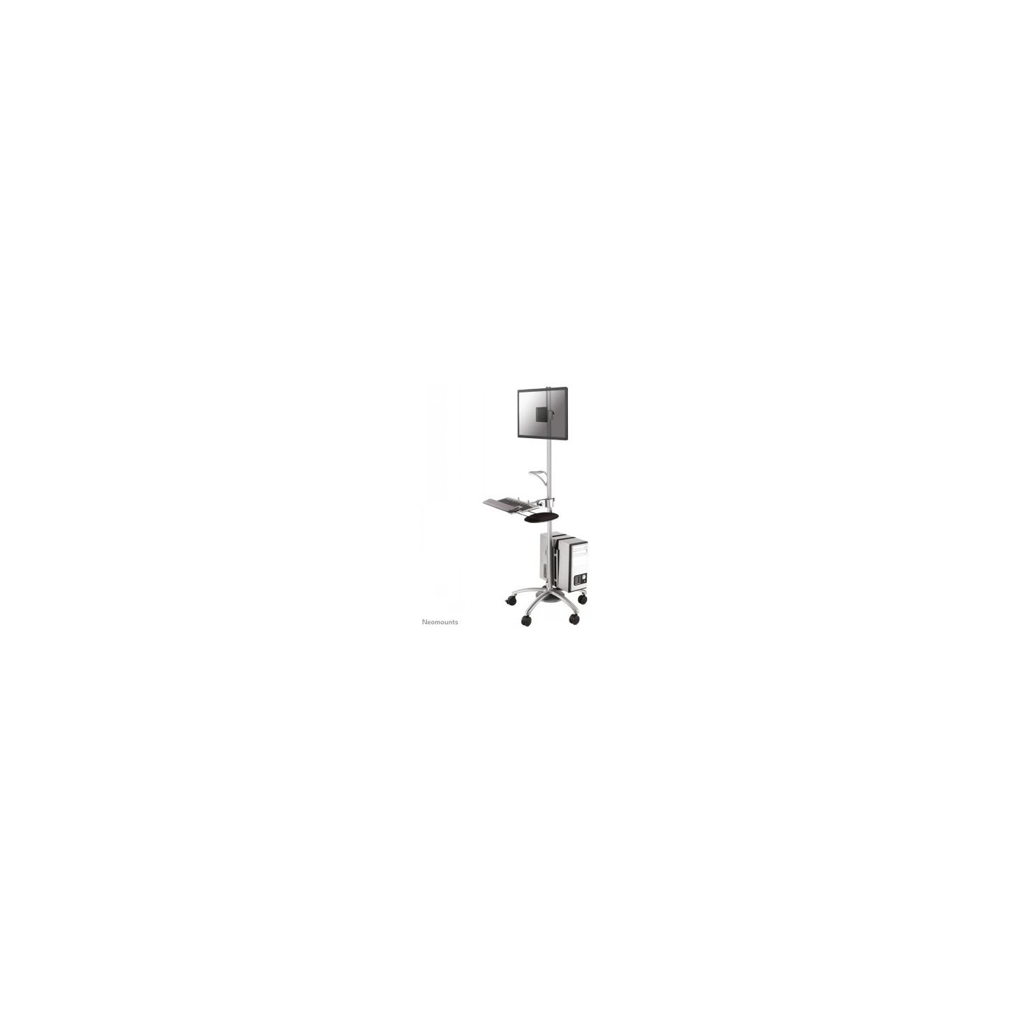Neomounts NEWSTAR MOBILE WORKPLACE FLOOR STAND (MONITOR, KEYBOARD/MOUSE & PC) 10-27" SILVER