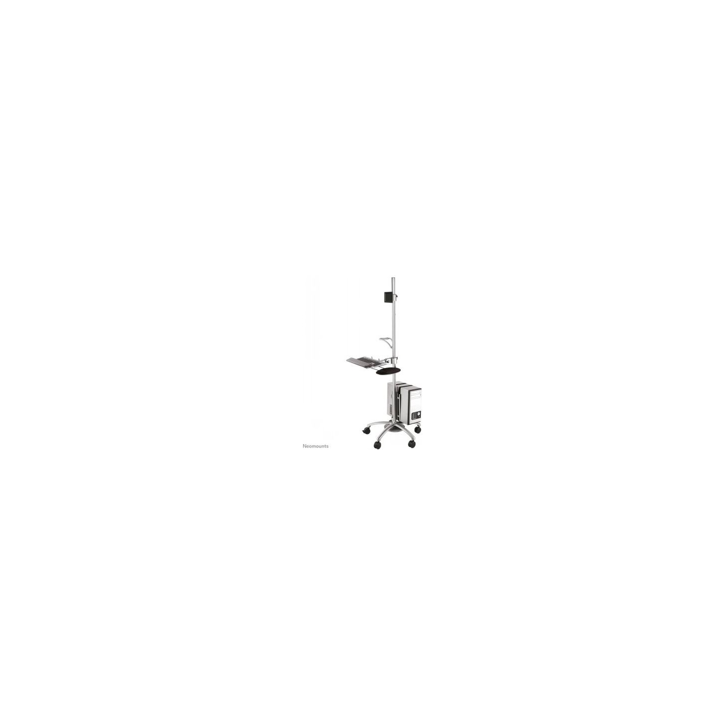 Neomounts NEWSTAR MOBILE WORKPLACE FLOOR STAND (MONITOR, KEYBOARD/MOUSE & PC) 10-27" SILVER