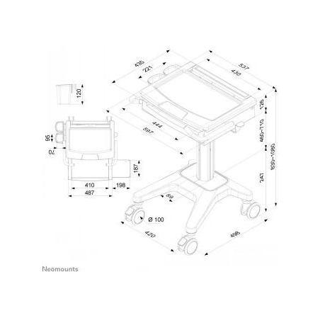 Neomounts NEWSTAR MOBILE LAPTOP CART, INCL. KEYBOARD & MOUSE DRAWER 10-22" CR?ME