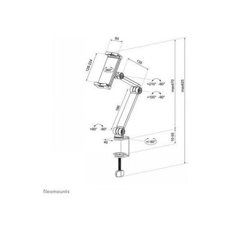 Neomounts TABLET DESK CLAMP (SUITED FROM 4,7" UP TO 12.9")