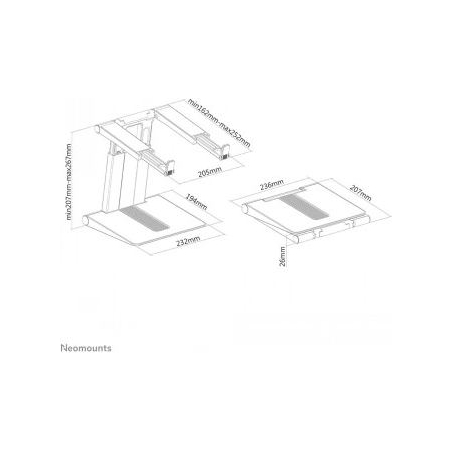 Neomounts NEWSTAR NOTEBOOK DESK STAND (ERGONOMIC, PORTABLE, HEIGHT ADJUSTABLE)