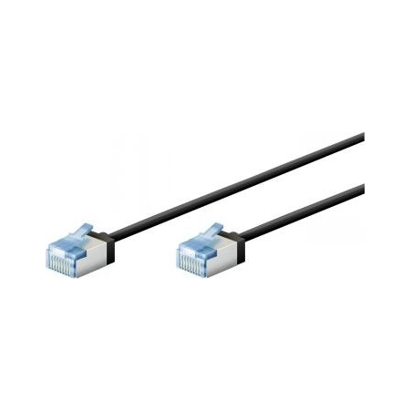 Goobay ULTRA-FLEX CAT6A VERKKOKAAPELI, 0.25M, U/FT, LSZH, SLIM, EXTRA-SHORT PLUGS, BLACK