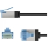 Goobay ULTRA-FLEX CAT6A VERKKOKAAPELI, 1M, U/FT, LSZH, SLIM,  EXTRA-SHORT PLUGS, BLACK