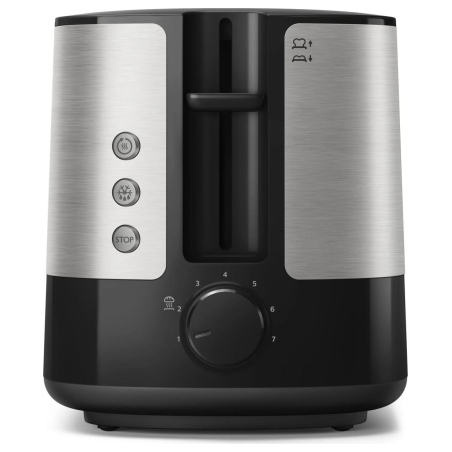 Philips Viva Collection Toaster HD2637/90 Extra wide 2 slots toaster Built in bun warmer Black/Damaged package / HD2637/90?/PACK
