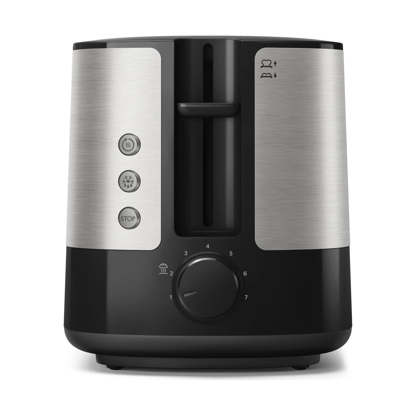 Philips Viva Collection Toaster HD2637/90 Extra wide 2 slots toaster Built in bun warmer Black/Damaged package / HD2637/90?/PACK
