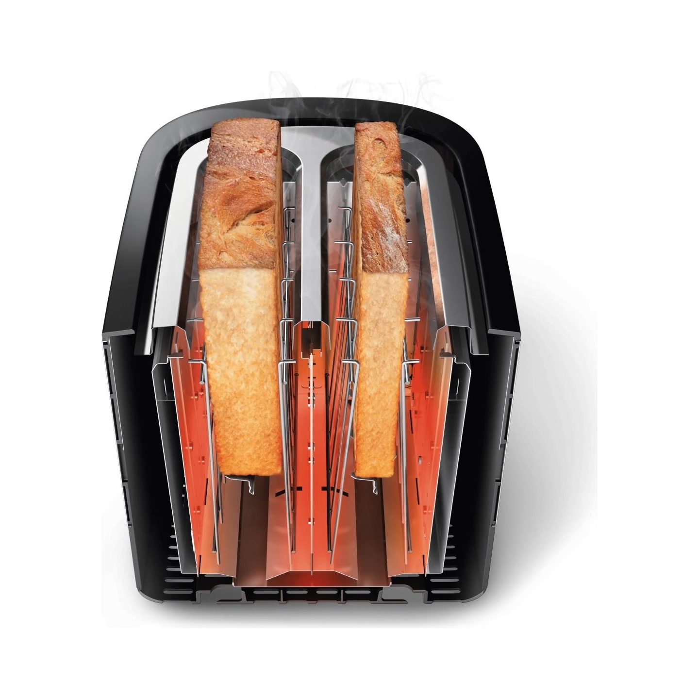 Philips Viva Collection Toaster HD2637/90 Extra wide 2 slots toaster Built in bun warmer Black/Damaged package / HD2637/90?/PACK