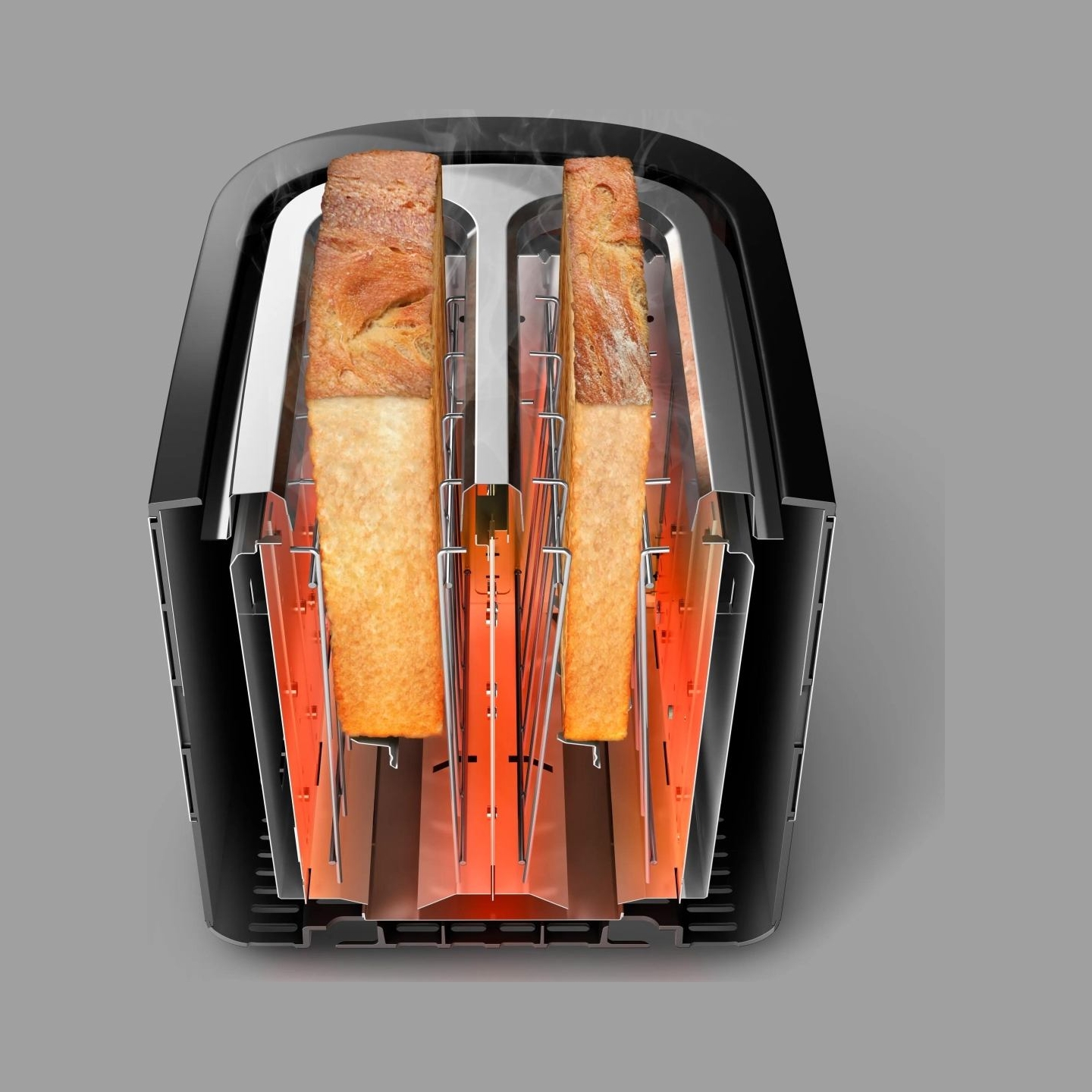 Philips Viva Collection Toaster HD2637/90 Extra wide 2 slots toaster Built in bun warmer Black/Damaged package / HD2637/90?/PACK