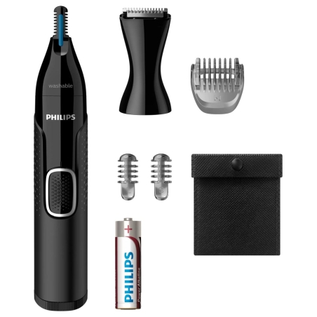 Philips Nose and ear trimmer NT5650/16 100% waterproof, AA-battery included, , precision comb, 2 eyebrow combs 3mm/5mm, on/off b