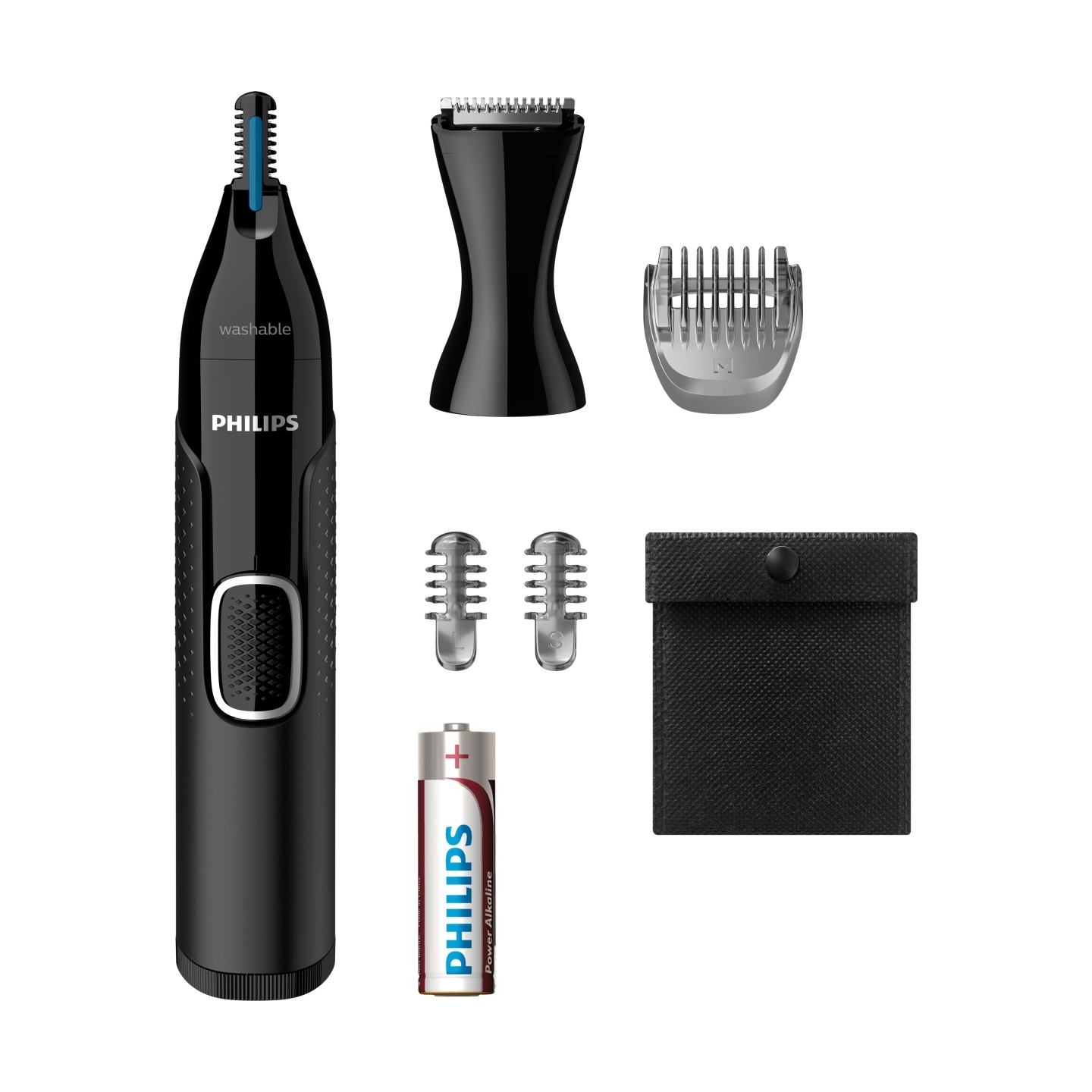 Philips Nose and ear trimmer NT5650/16 100% waterproof, AA-battery included, , precision comb, 2 eyebrow combs 3mm/5mm, on/off b