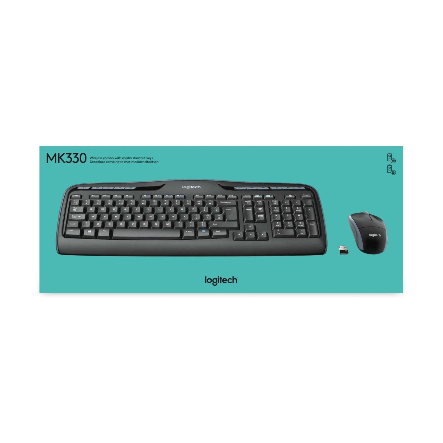 Logitech MK330 | Keyboard and Mouse Set | Wireless | Mouse included | US International | Black