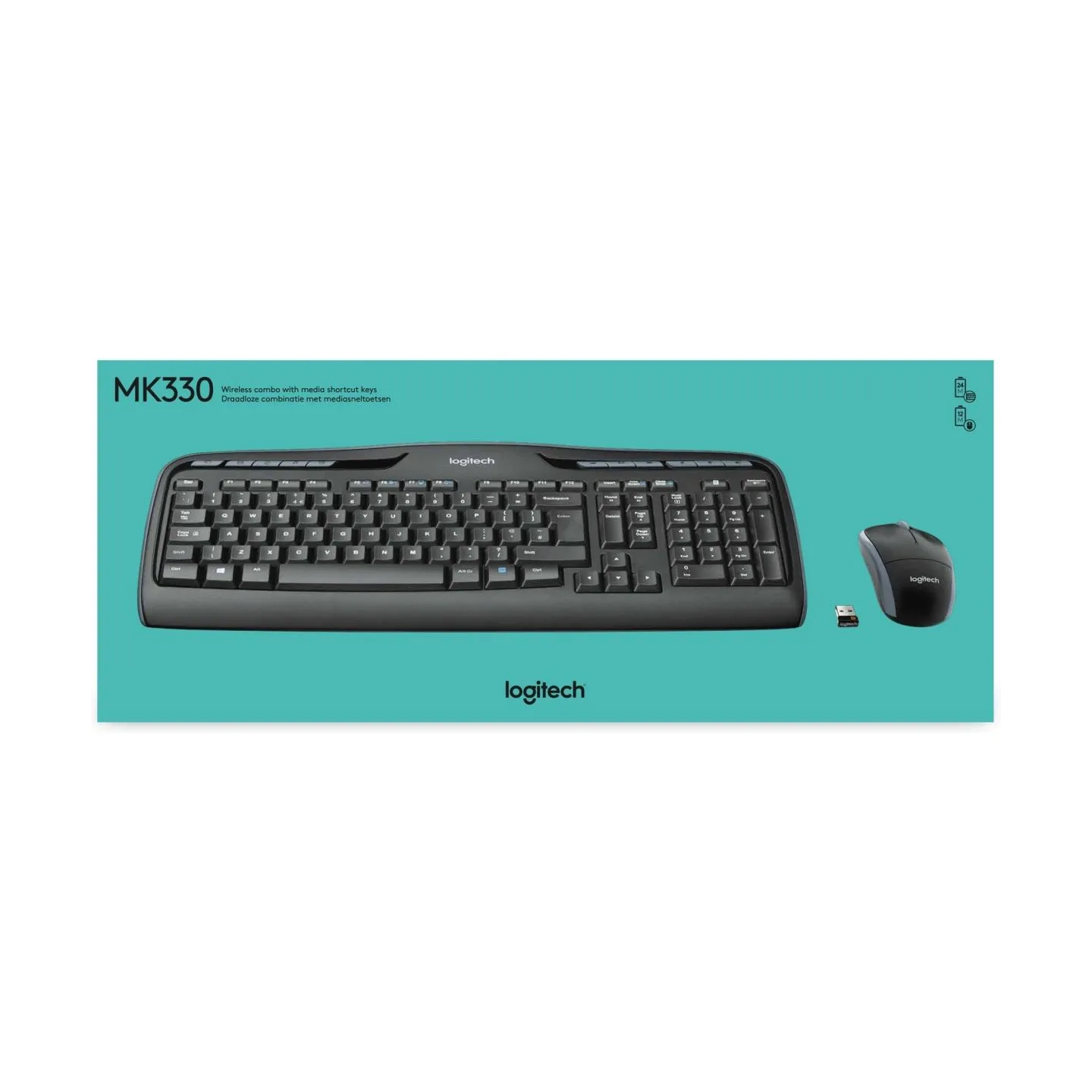 Logitech MK330 | Keyboard and Mouse Set | Wireless | Mouse included | US International | Black