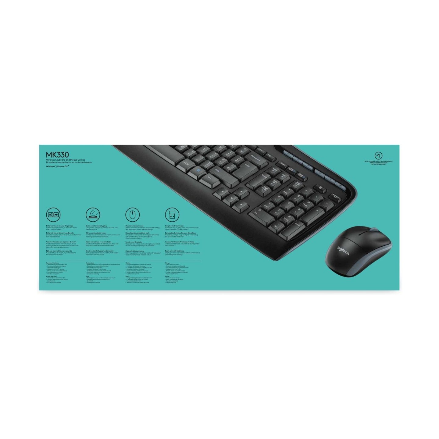 Logitech MK330 | Keyboard and Mouse Set | Wireless | Mouse included | US International | Black