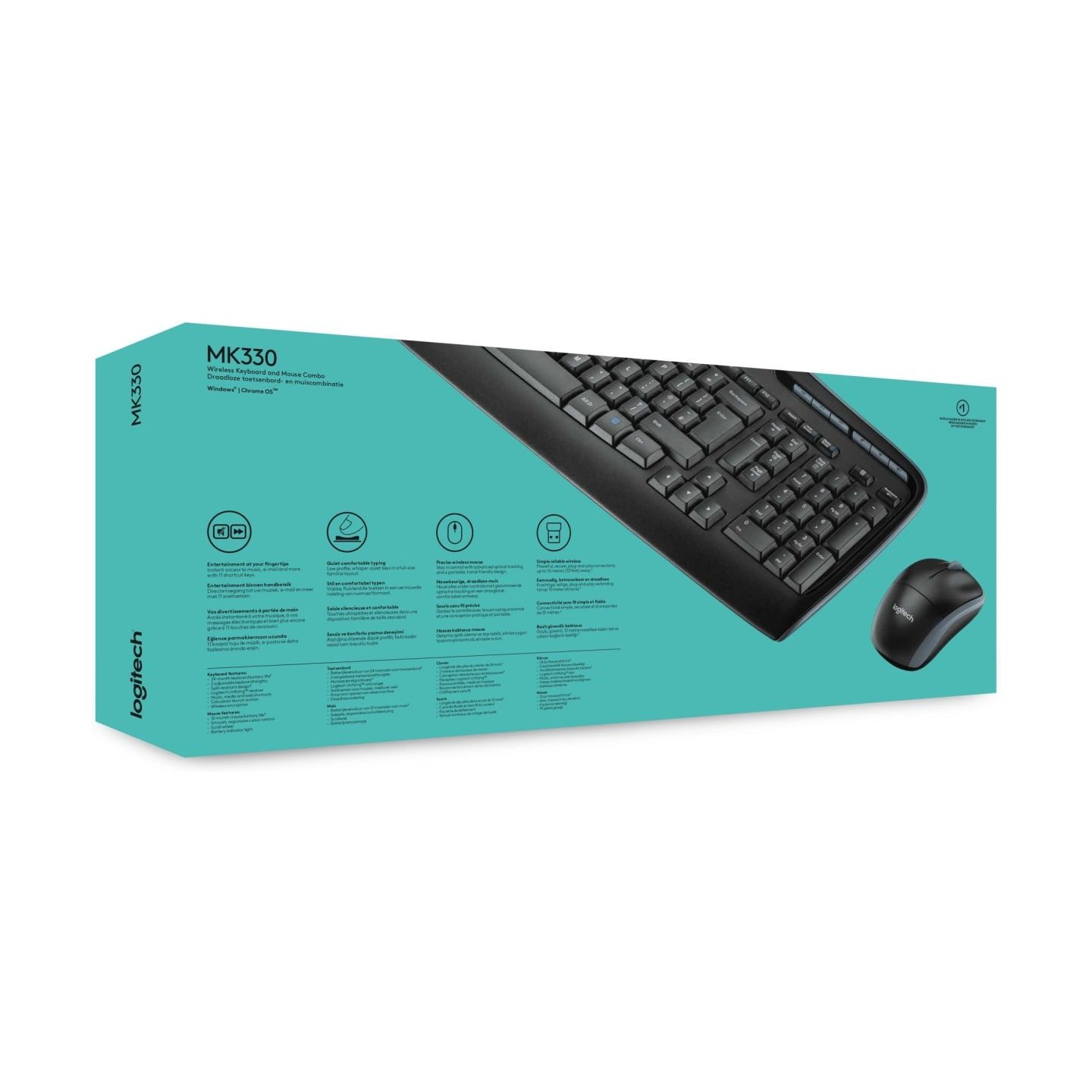 Logitech MK330 | Keyboard and Mouse Set | Wireless | Mouse included | US International | Black