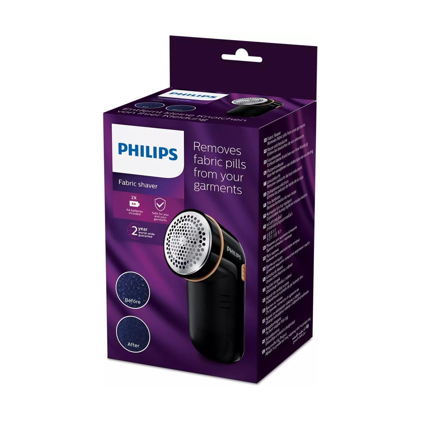Philips Fabric Shaver GC026/80 Removes fabric pills Suitable for all garments 2 Philips AA batteries incl / GC026/80