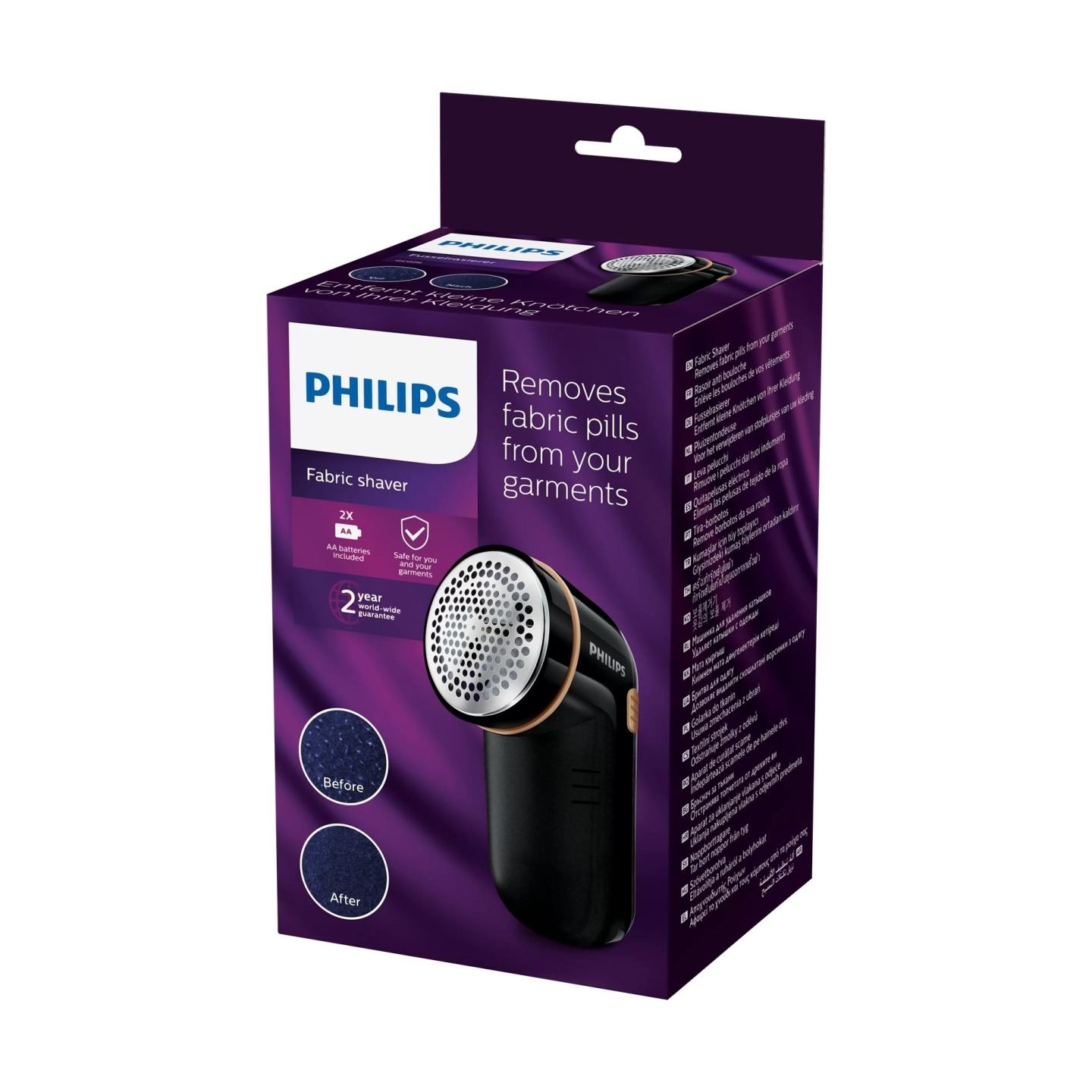 Philips Fabric Shaver GC026/80 Removes fabric pills Suitable for all garments 2 Philips AA batteries incl / GC026/80