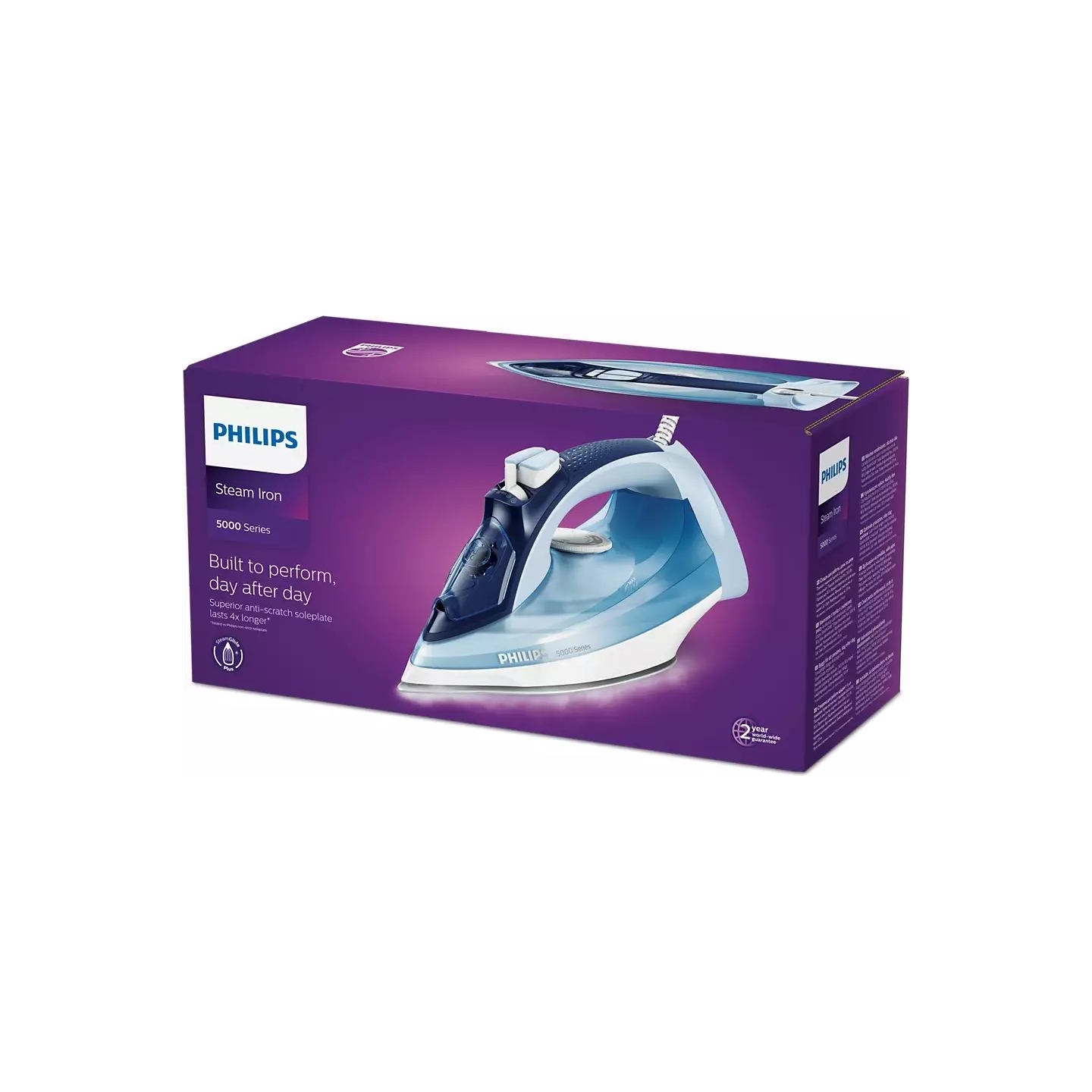 Philips 5000 Series Steam iron DST5030/20 2400 W power 45 g/min continuous steam 180 g steam boost SteamGlide Plus / DST5030/20