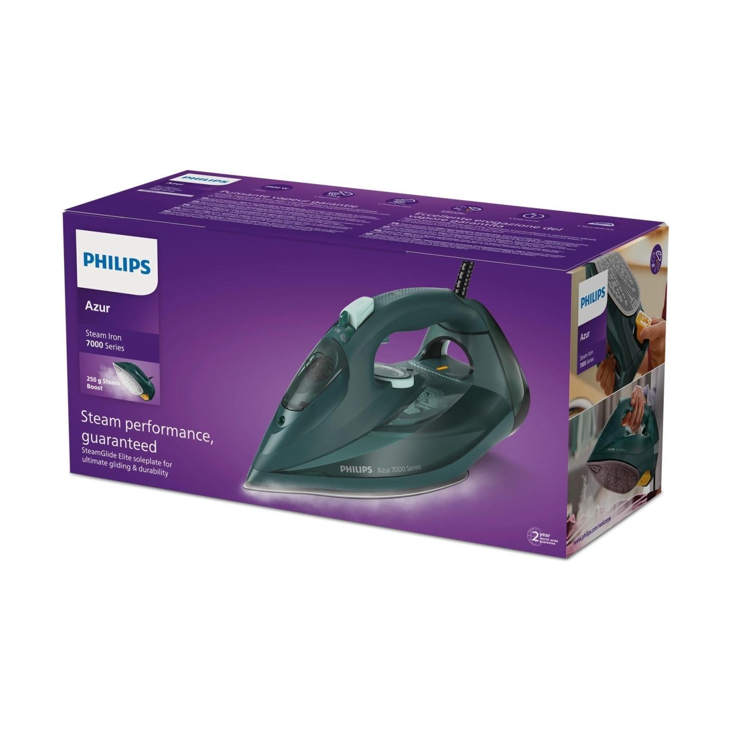 Philips 7000 Series Steam iron DST7050/70, 2800W, 50 g/min continous steam, 250g steam boost, vertical steam, SteamGlide Elite s