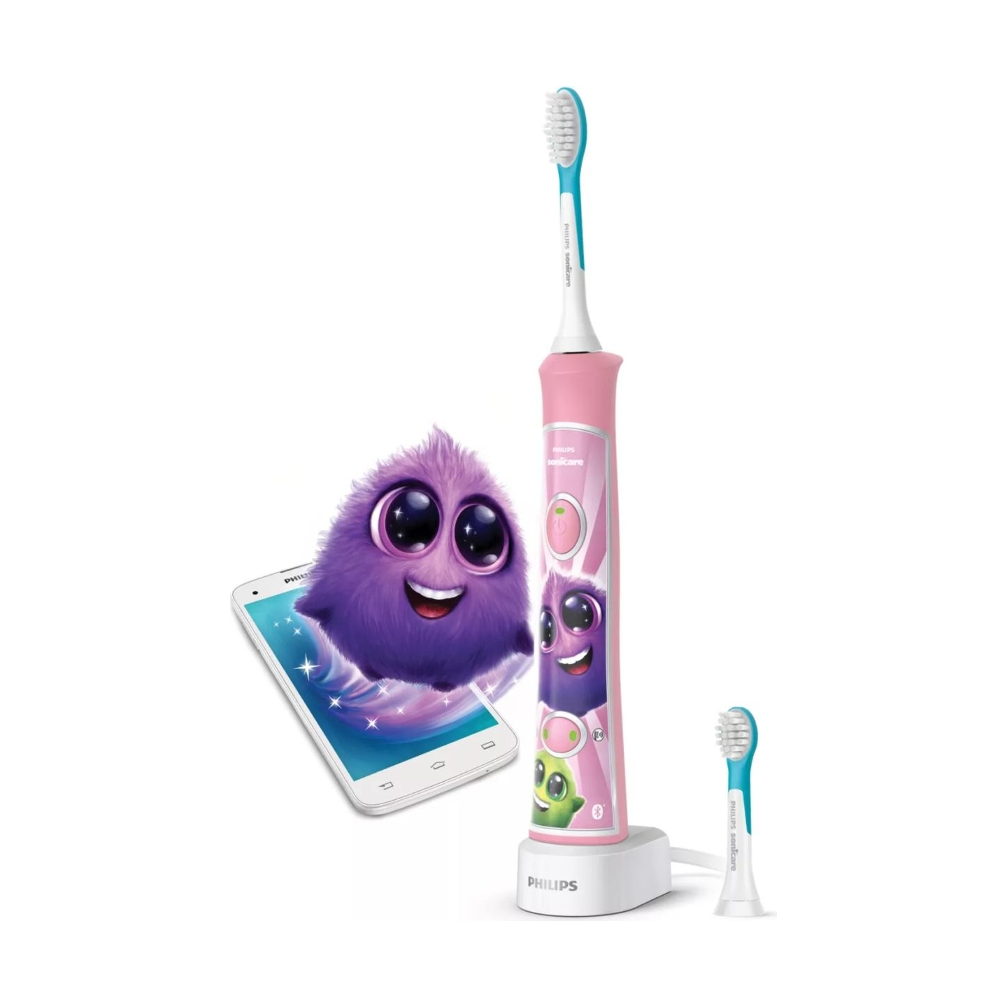 Philips Sonicare For Kids Sonic electric toothbrush HX6352/42 Built-in Bluetooth® Coaching App 2 brush heads & 10 stickers 2 mod