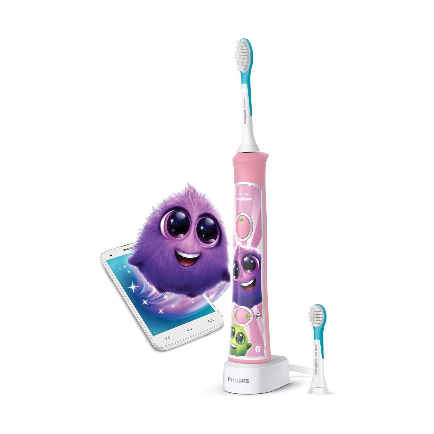Philips Sonicare For Kids Sonic electric toothbrush HX6352/42 Built-in Bluetooth® Coaching App 2 brush heads & 10 stickers 2 mod