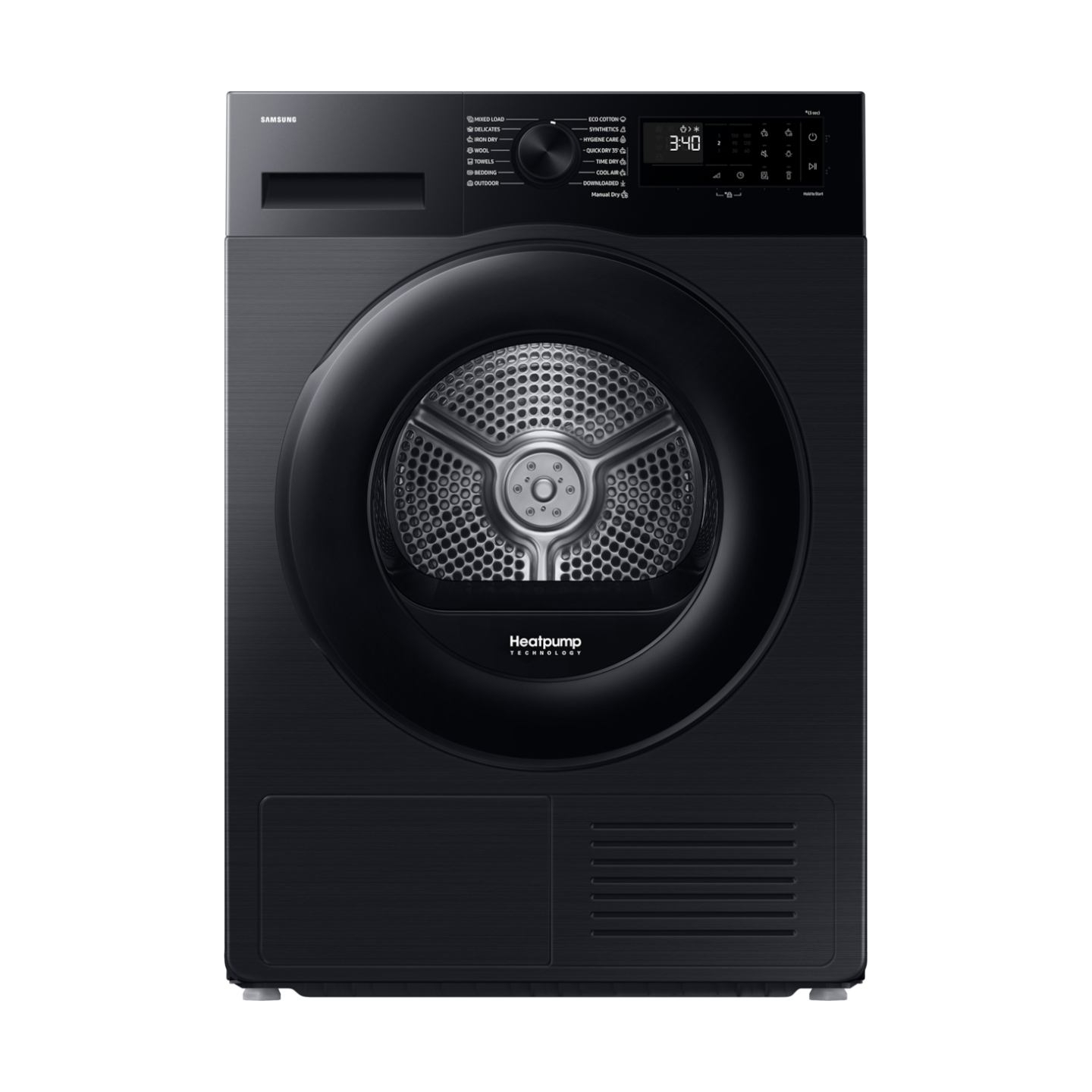 Samsung Dryer DV90DG52A0ABLE, black, SpaceMax, Higiene care, 9kg, A+++, heat pump, Black / DV90DG52A0ABLE