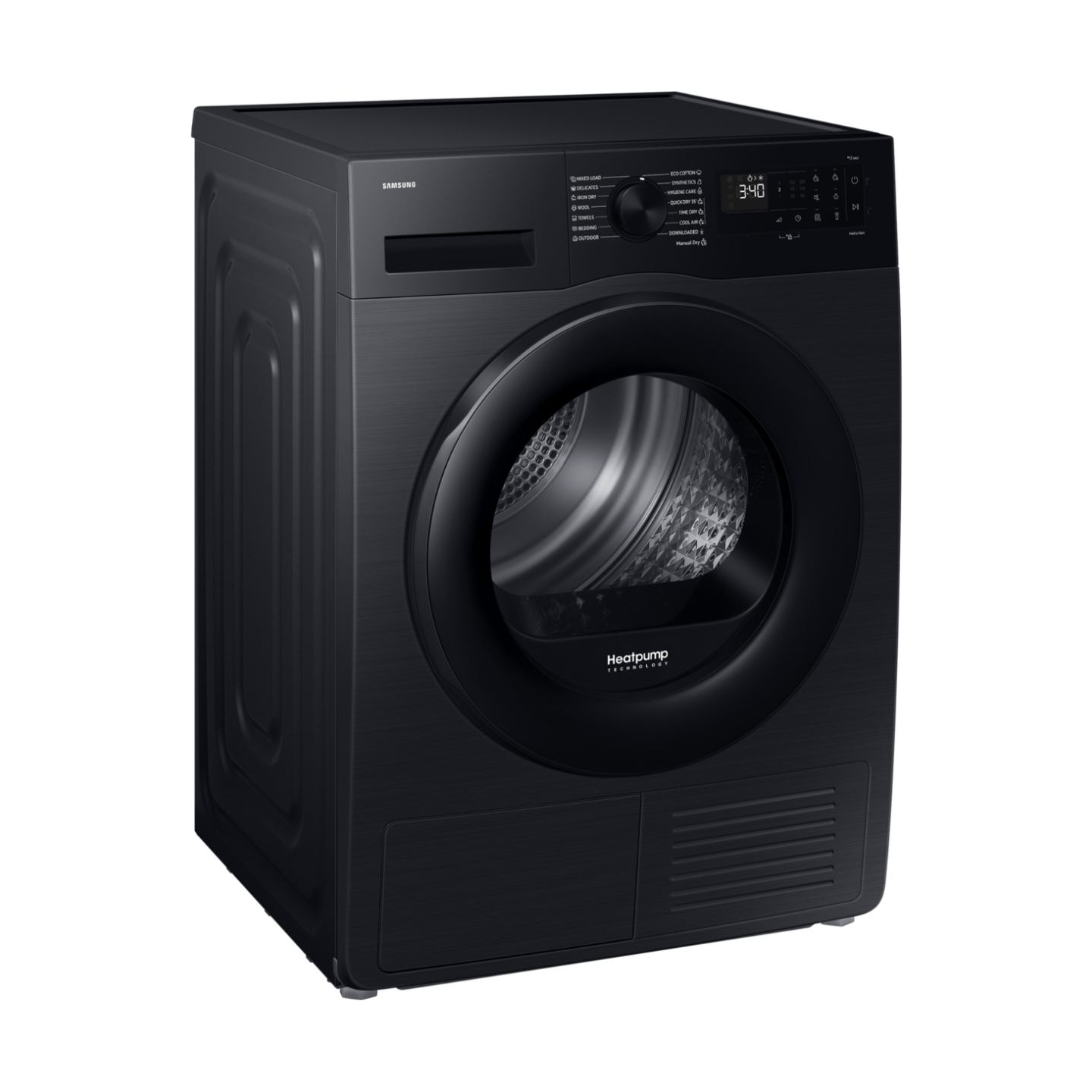 Samsung Dryer DV90DG52A0ABLE, black, SpaceMax, Higiene care, 9kg, A+++, heat pump, Black / DV90DG52A0ABLE
