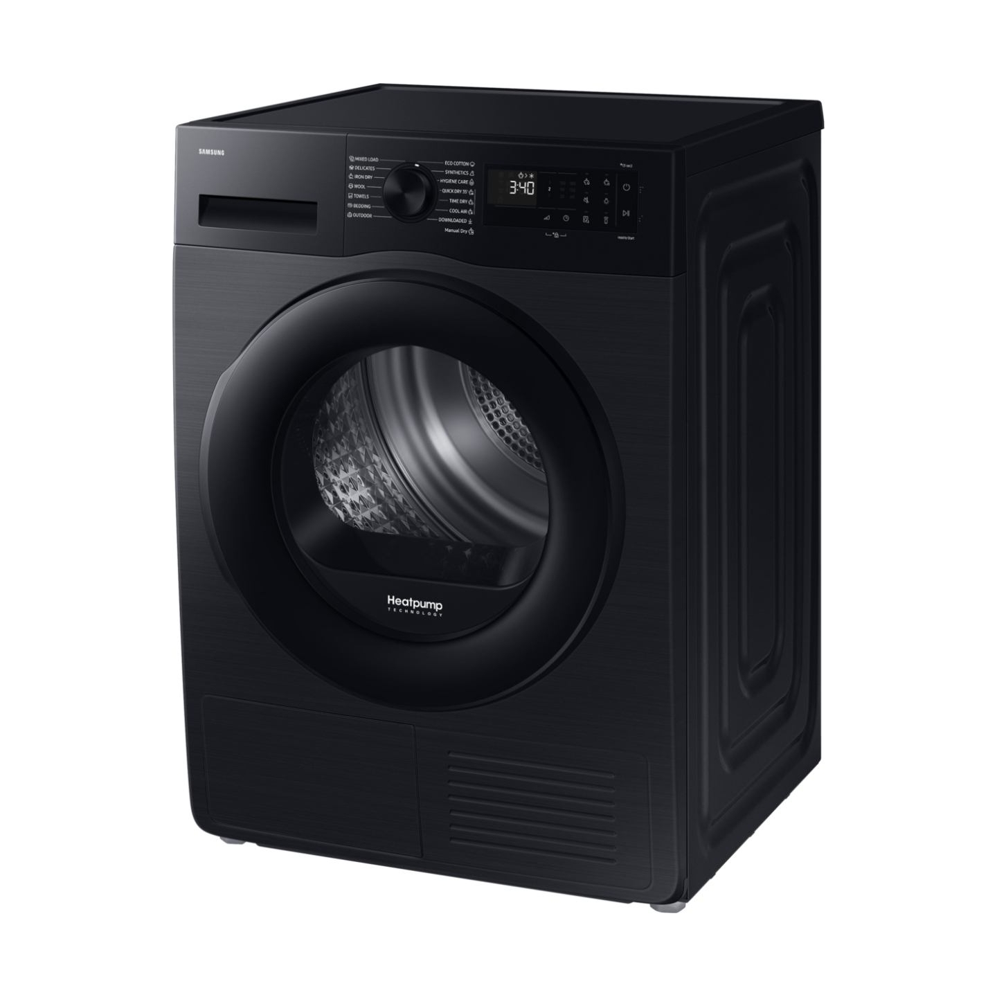 Samsung Dryer DV90DG52A0ABLE, black, SpaceMax, Higiene care, 9kg, A+++, heat pump, Black / DV90DG52A0ABLE