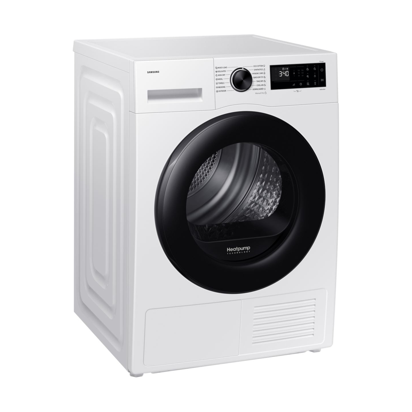Samsung Dryer DV90DG52A0AELE, white, SpaceMax, Higiene care, 9kg, A+++, heat pump / DV90DG52A0AELE