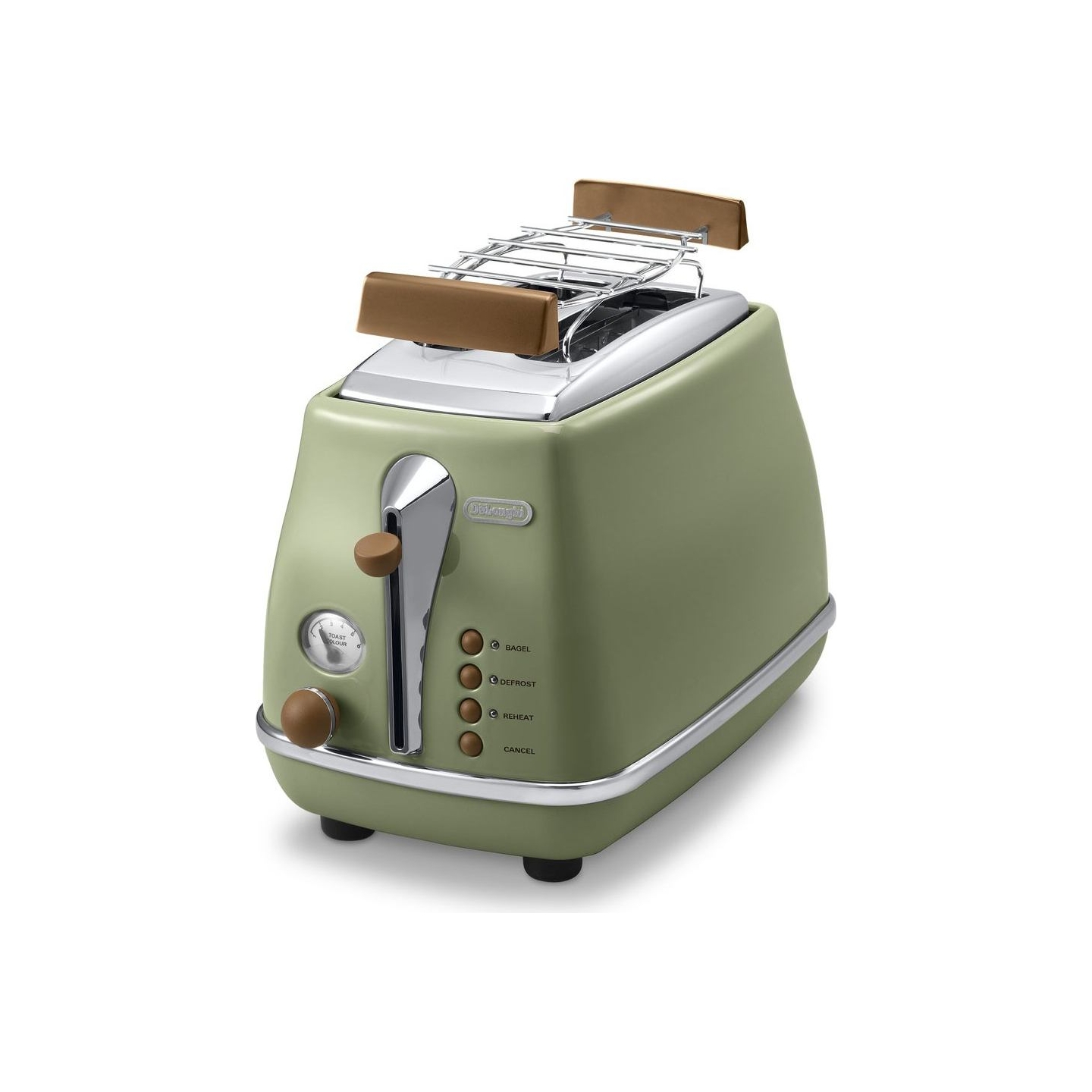 Delonghi Icona Vintage Toaster CTOV 2103.GR 900W, Stainless steel, Crumb tray, Defrost, Green / CTOV2103.GR