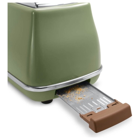 Delonghi Icona Vintage Toaster CTOV 2103.GR 900W, Stainless steel, Crumb tray, Defrost, Green/Damaged package / CTOV2103.GR?/PAC
