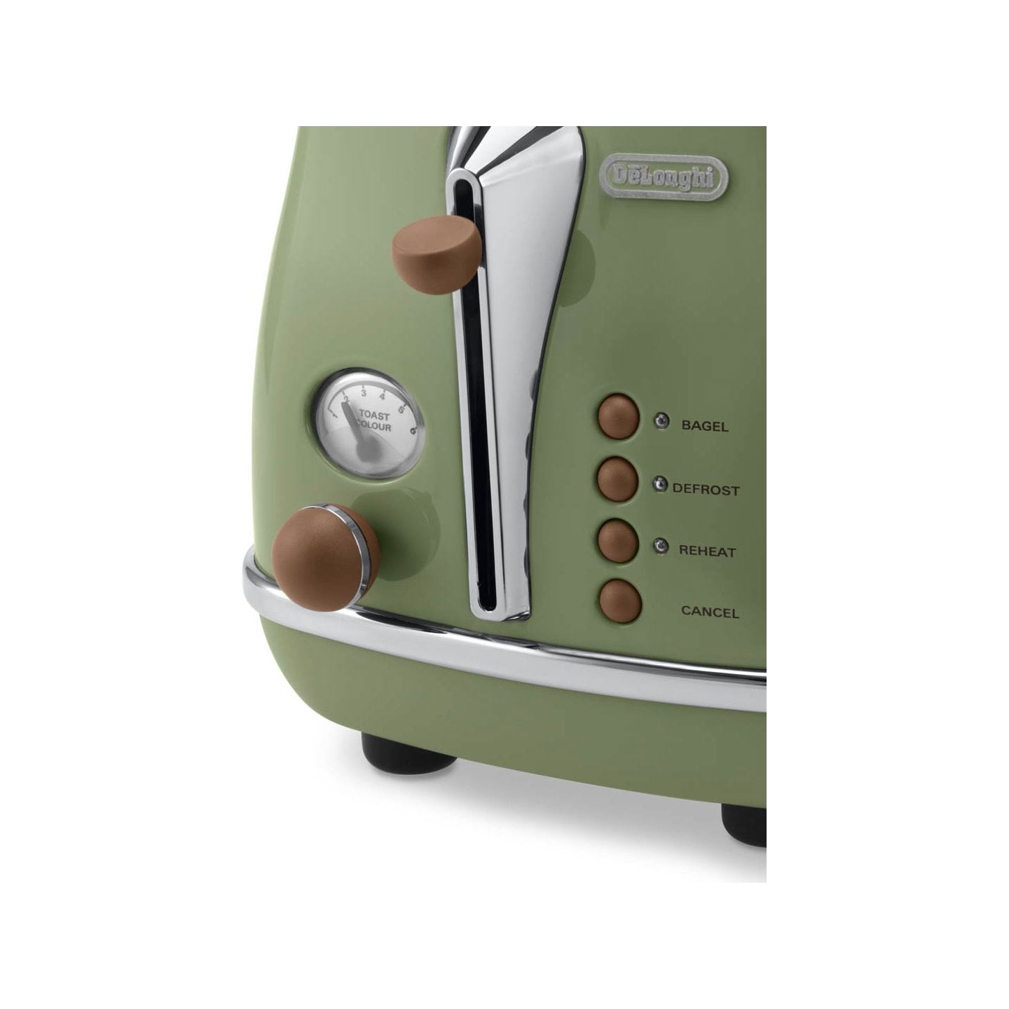 Delonghi Icona Vintage Toaster CTOV 2103.GR 900W, Stainless steel, Crumb tray, Defrost, Green/Damaged package / CTOV2103.GR?/PAC