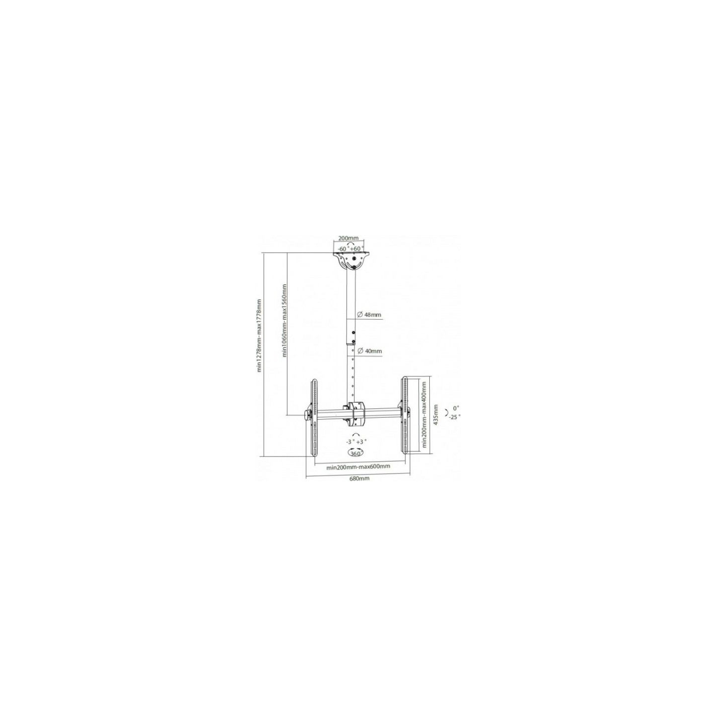 Techly 309357 Ceiling mount for TV