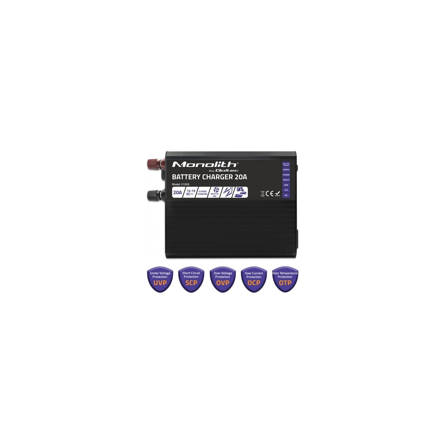 Qoltec 51959 Smart Monolith charger 20A