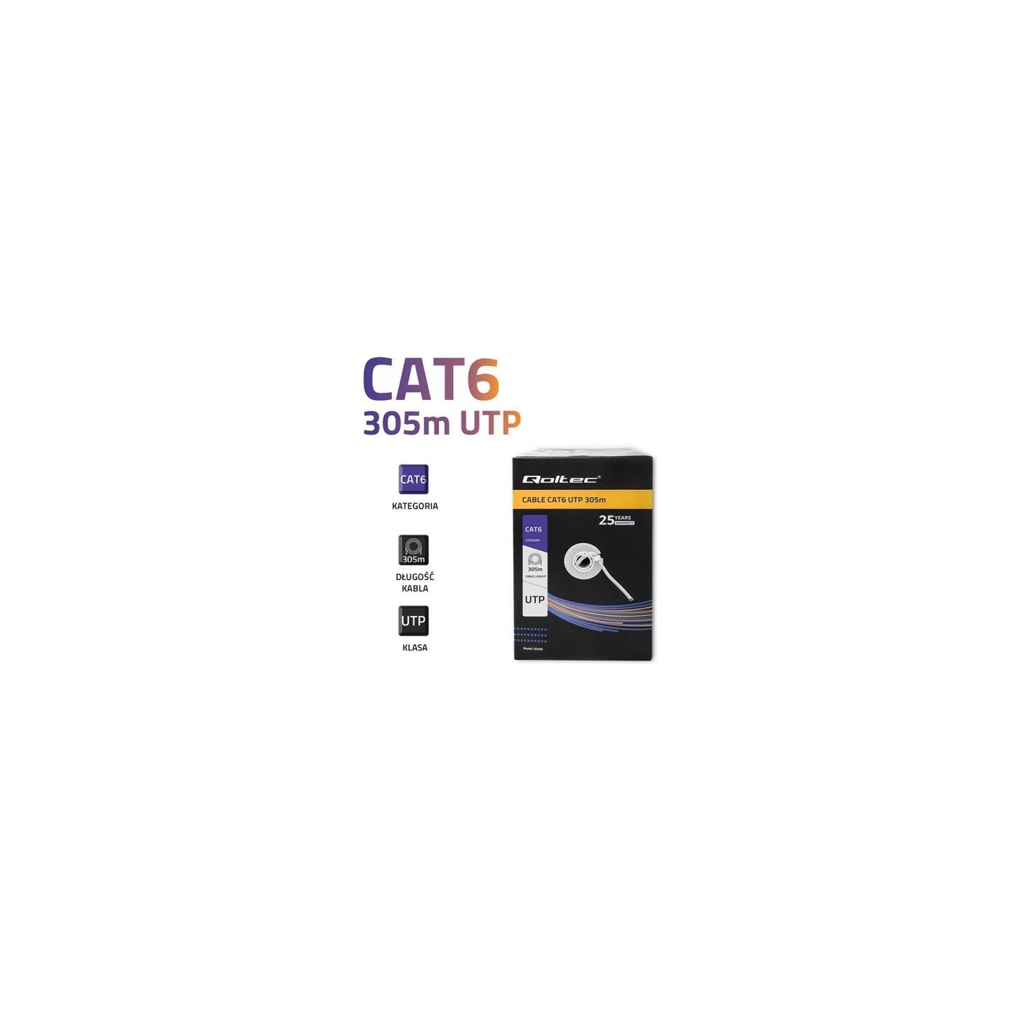 Qoltec 50359 UTP network cable CAT6 305m